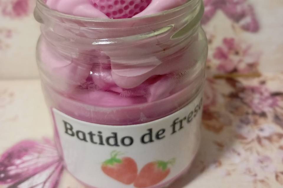 Vela de soja batido de fresa