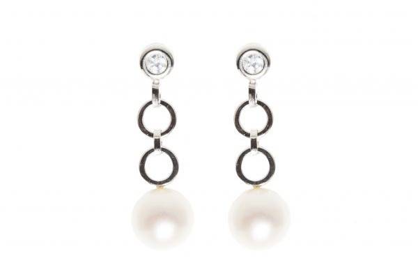 Pendientes de oro blanco y perlas