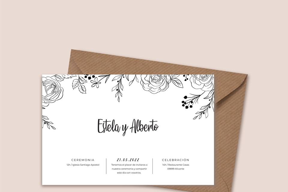 Invitación en blanco y negro