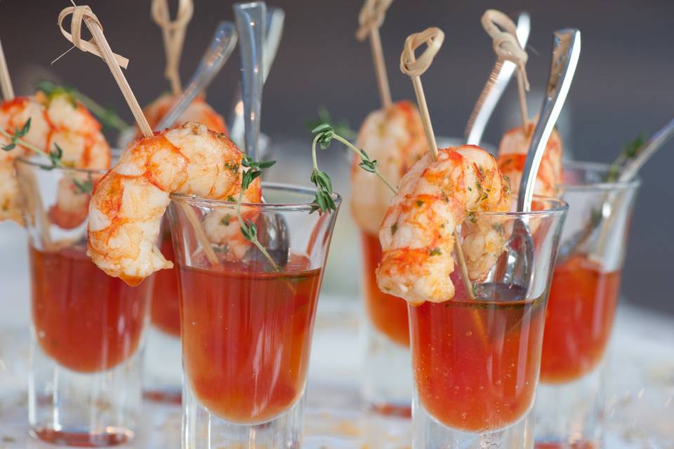 Langostino con compota de tomate