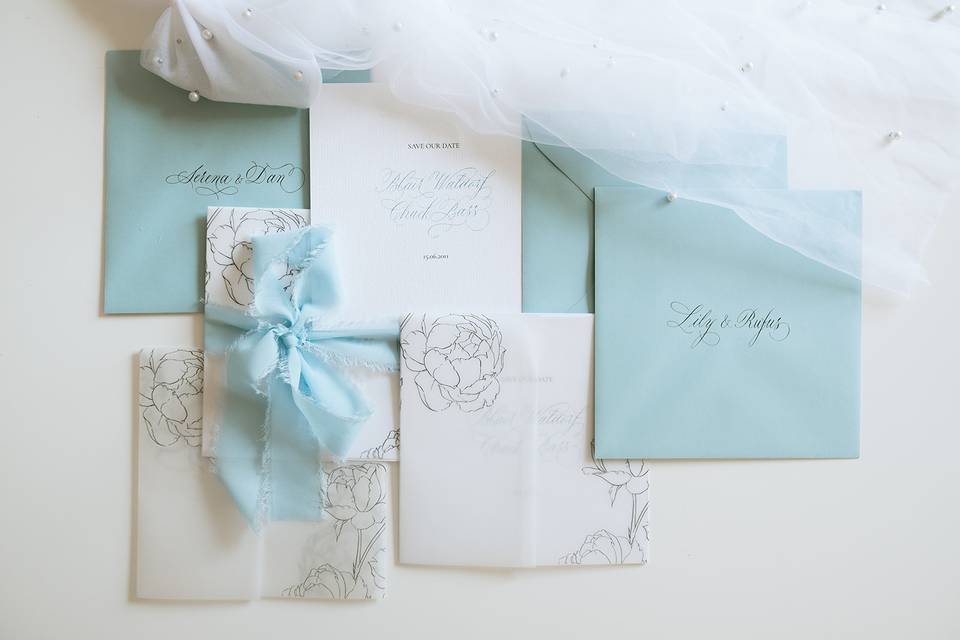 Invitaciones de boda en azul