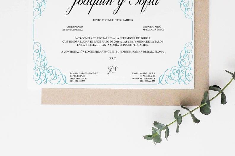 Invitación boda 'Bleu'