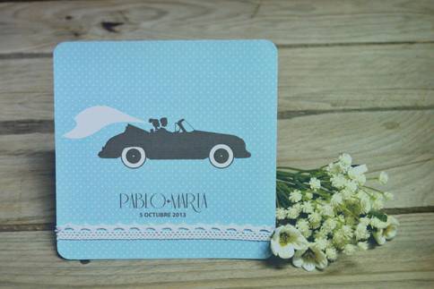 Invitación coche de boda