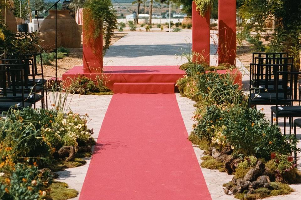 Ceremony in wine cellar