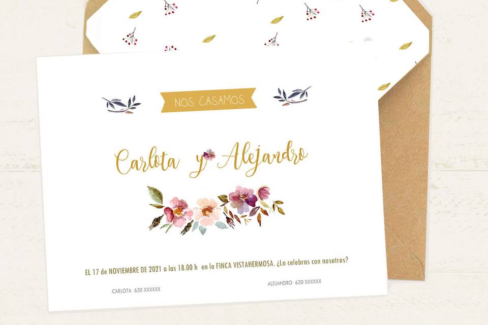 Invitación de boda Orla floral