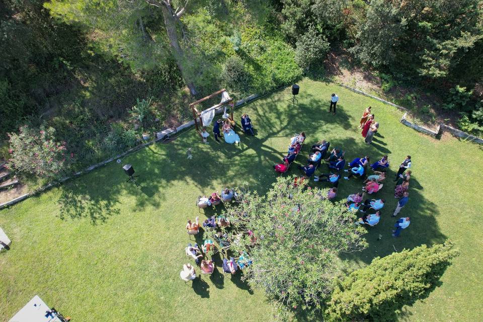 Vista aerea boda pequeña