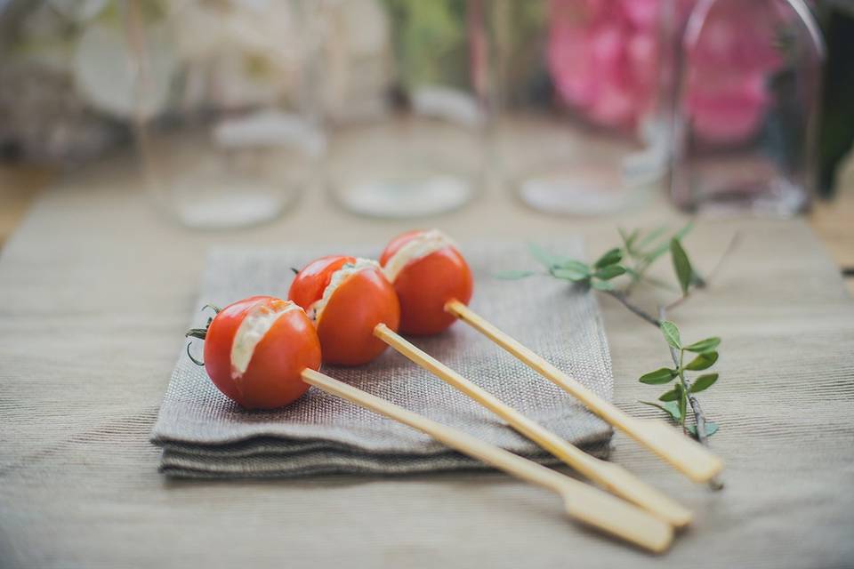 Brocheta de cherry y queso