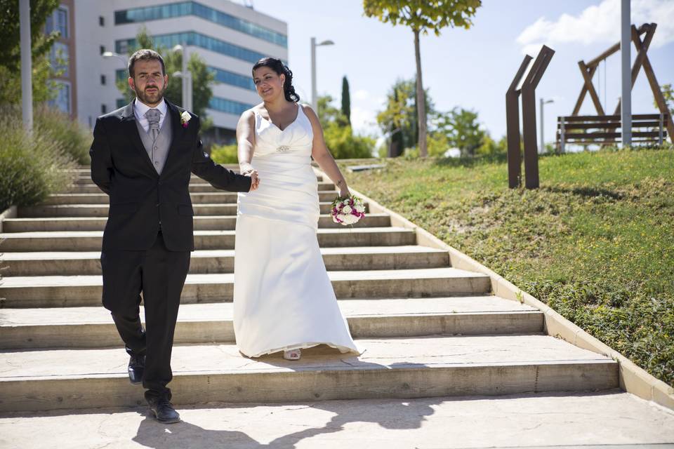 Bajando las escaleras