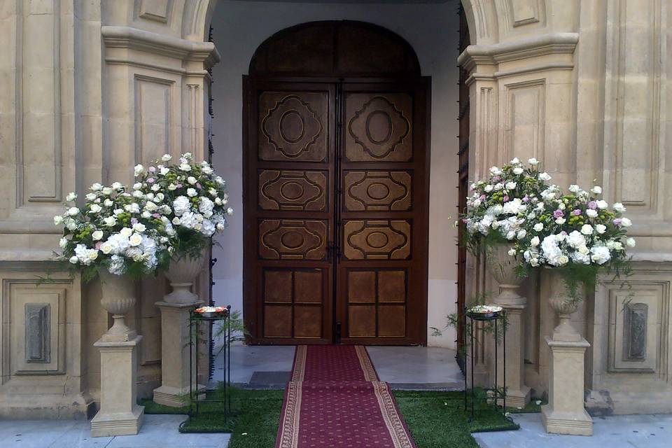 Flores en la entrada