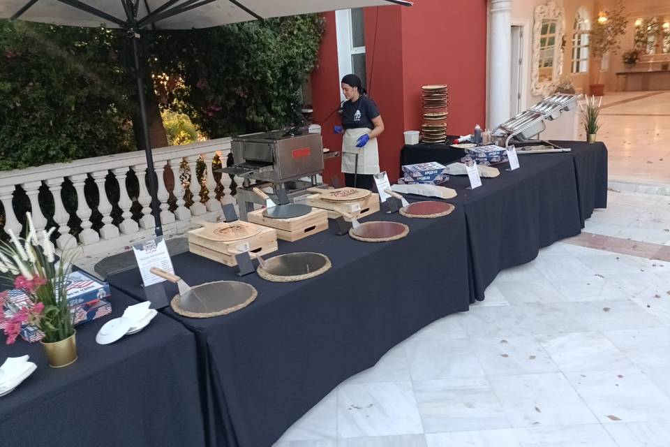 Mesa de pizzas para eventos