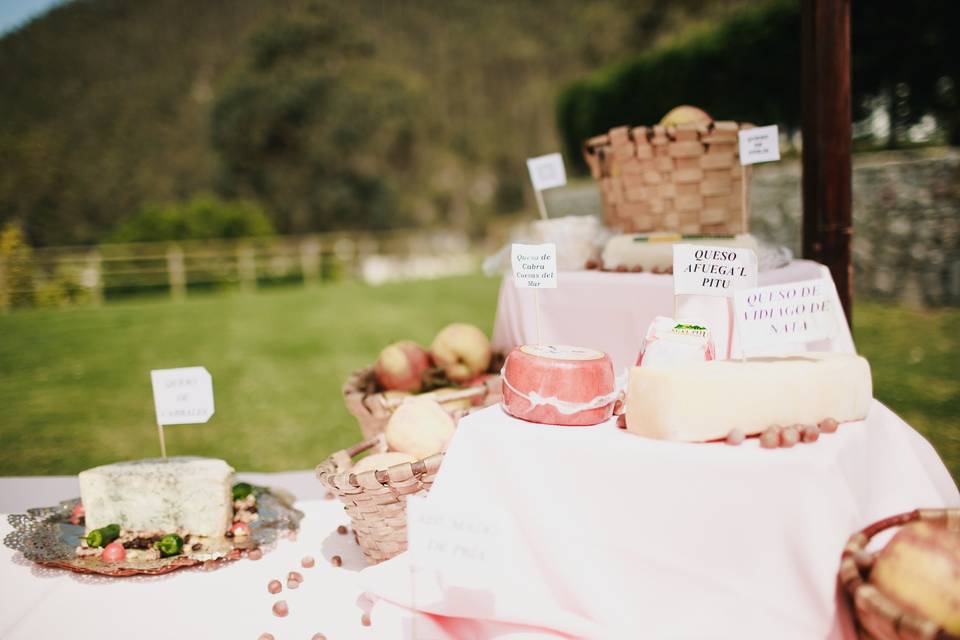 Detalle de la mesa de quesos