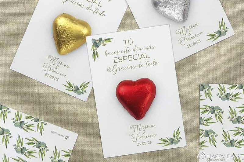 Tarjeta agradecimiento bombón