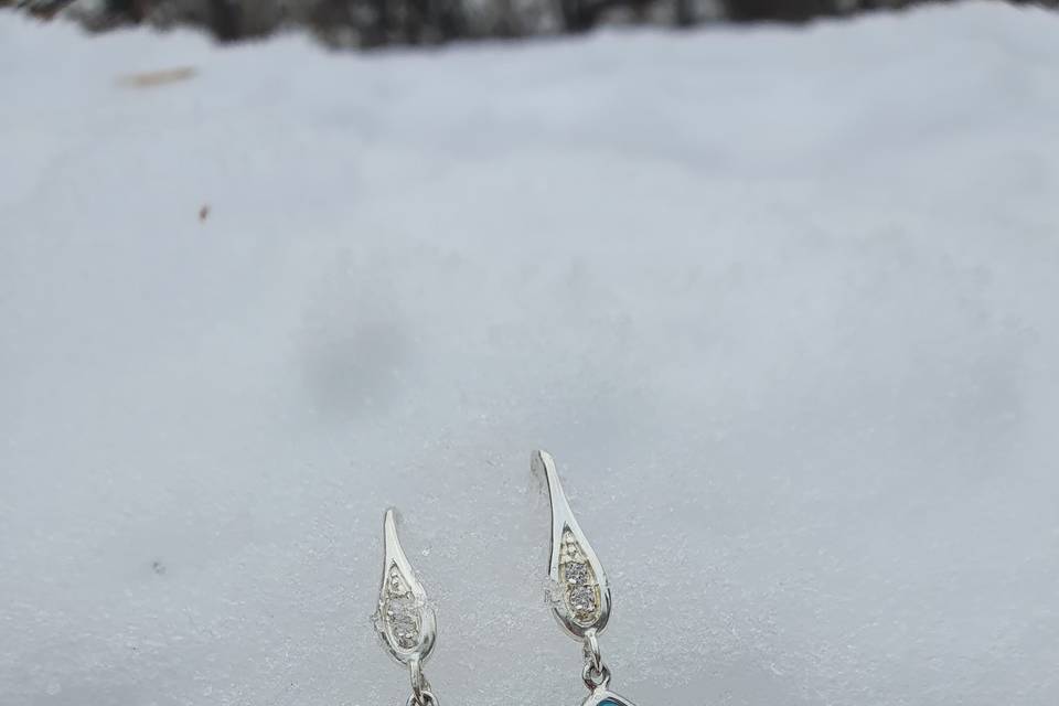 Pendientes de plata Snow queen