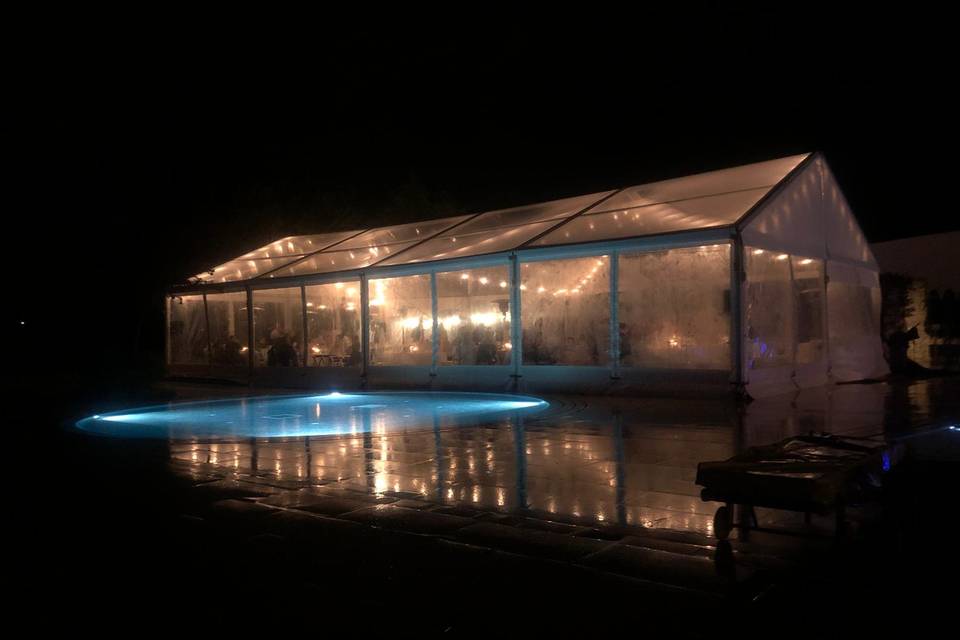 Transparente sobre piscina