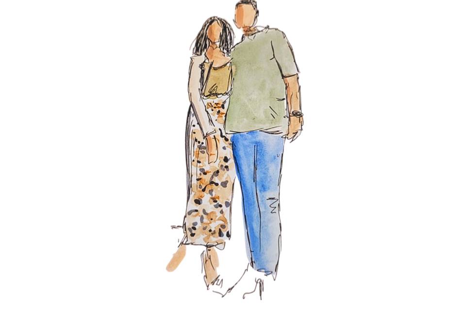 Live Art pareja acuarela