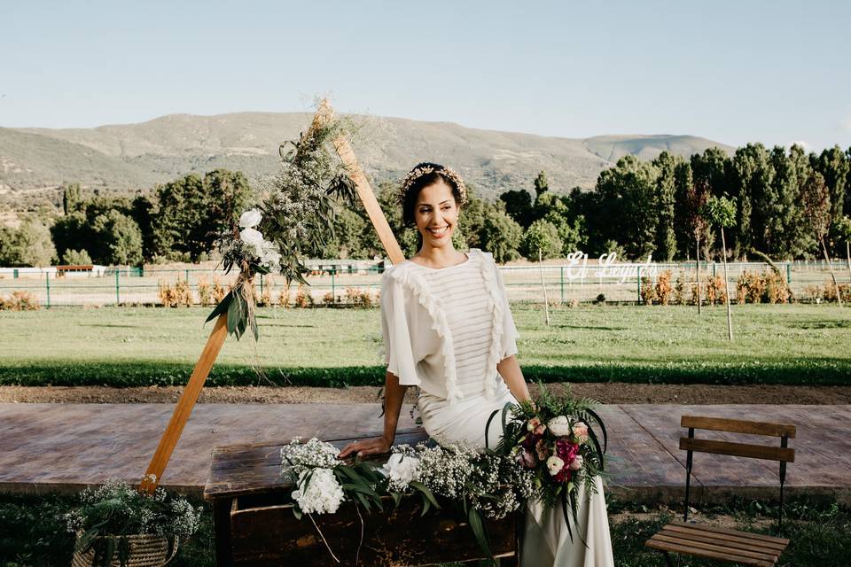 Novia en jardín