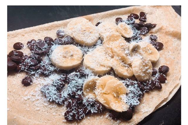 Chocolate, banana y coco