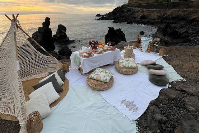 Picnic romantico al atardecer