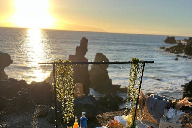 Picnic romantico al atardecer