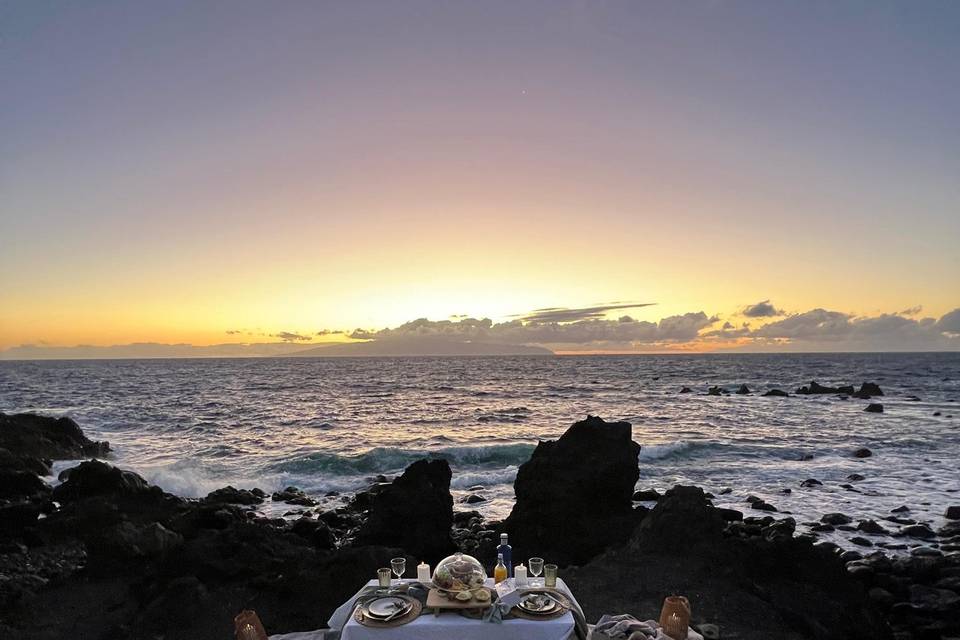 Picnic romantico al atardecer