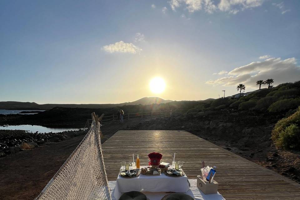 Picnic romantico al atardecer
