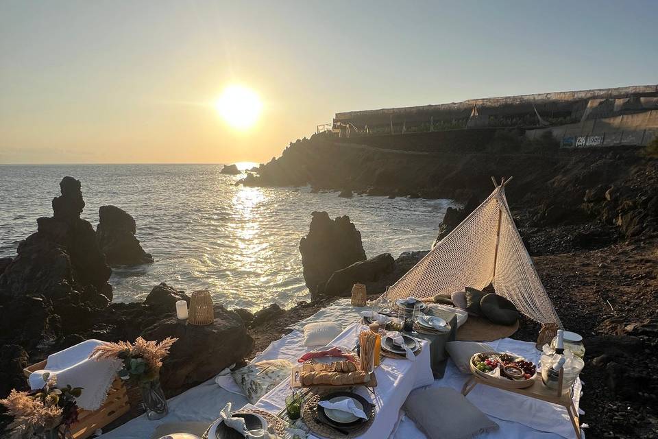 Picnic romantico al atardecer