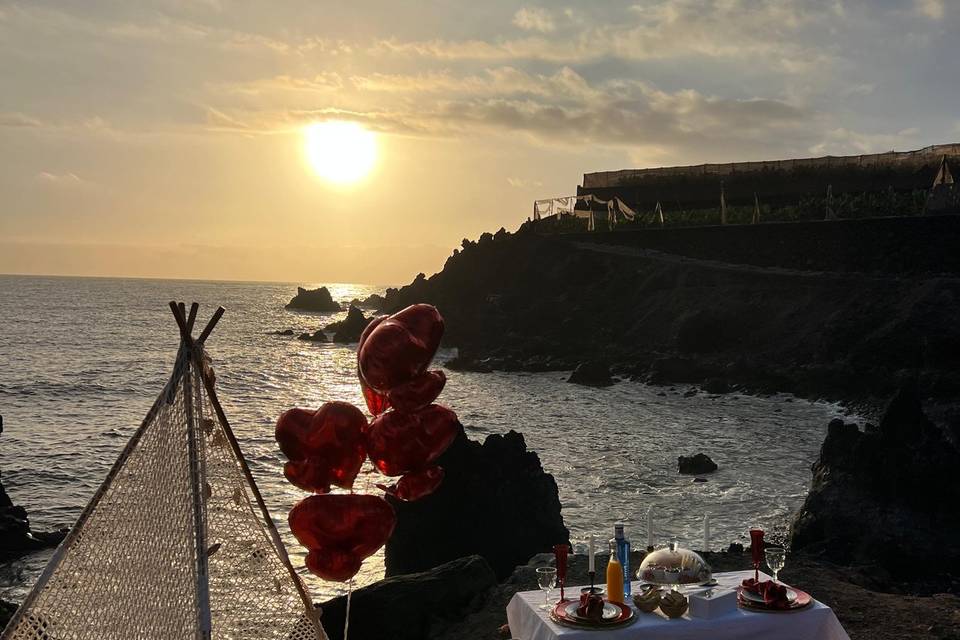 Picnic romantico al atardecer