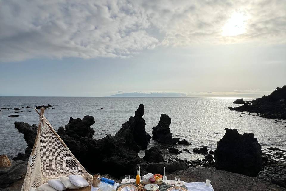 Picnic romantico al atardecer
