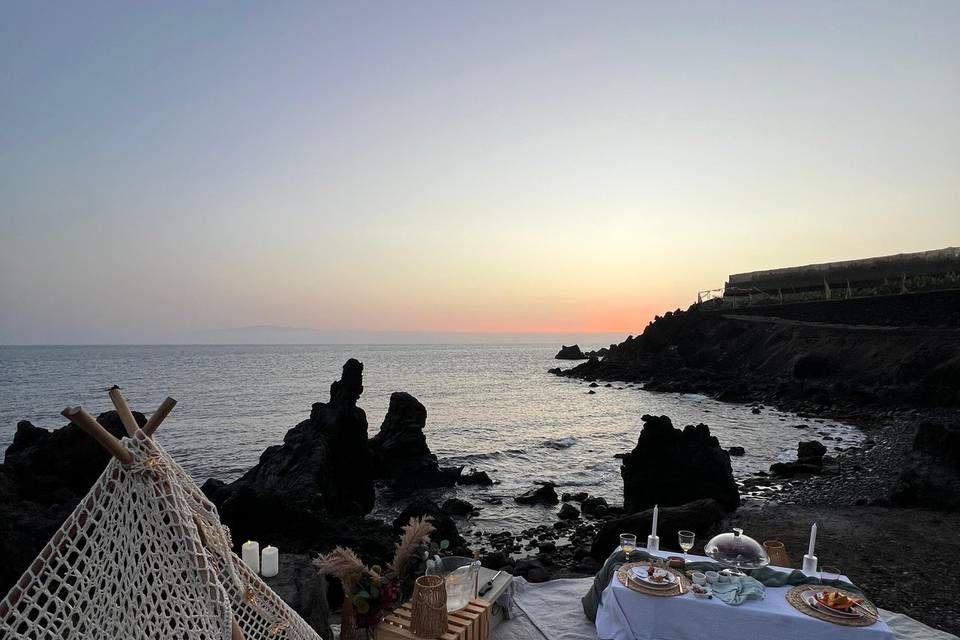 Picnic romantico al atardecer