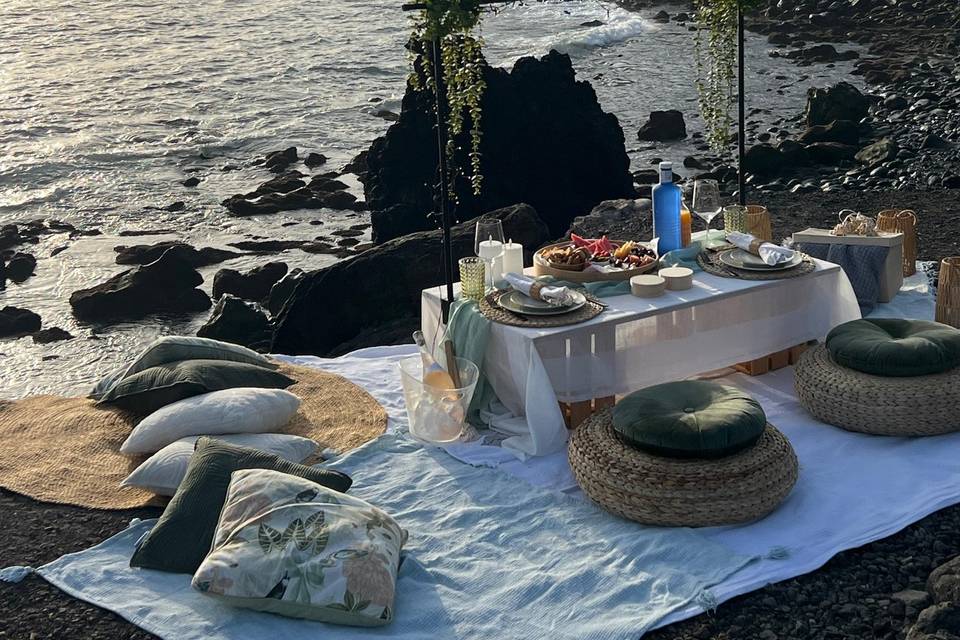 Picnic romantico al atardecer
