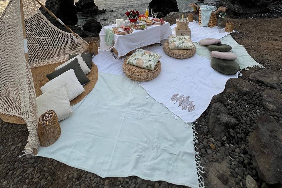 Picnic romantico al atardecer