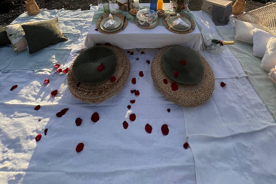 Picnic romantico al atardecer