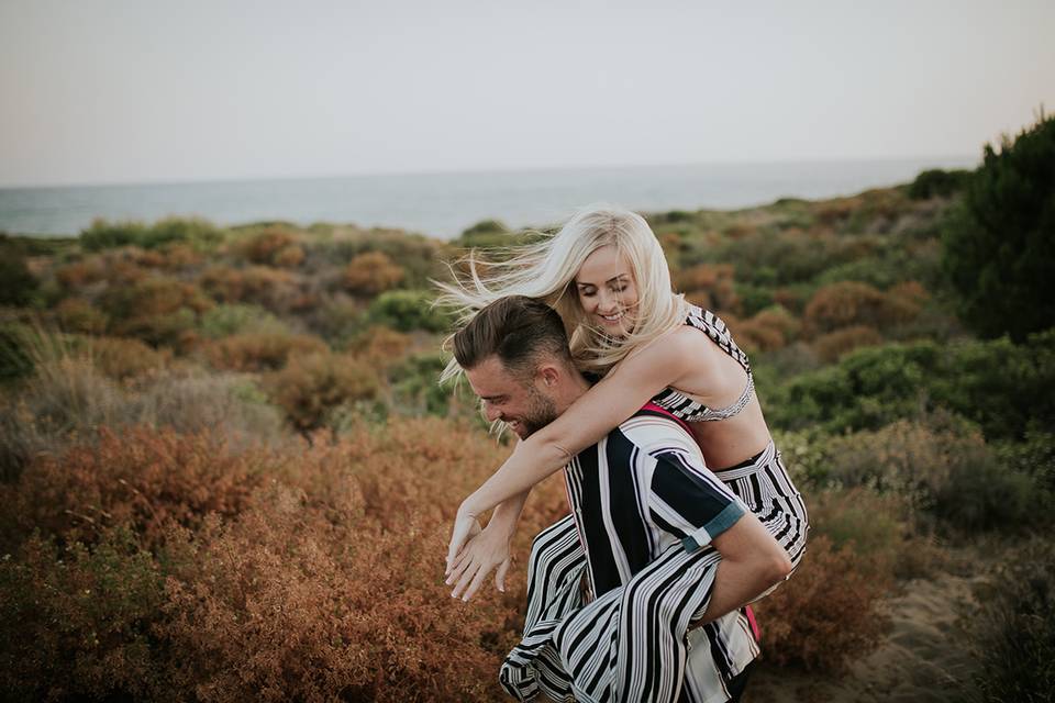 Abrazo en la playa