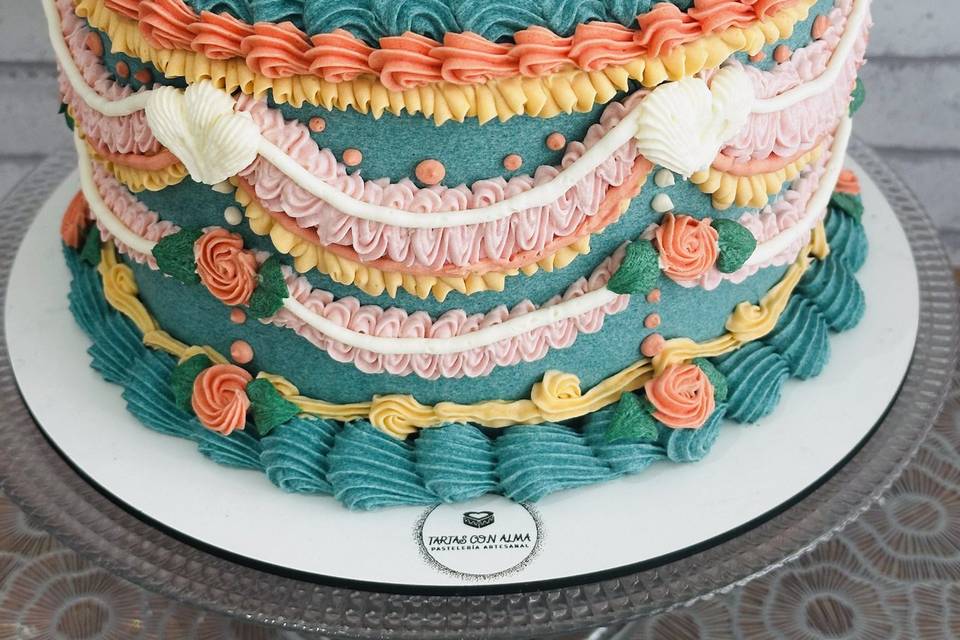 Tarta vintage de colores