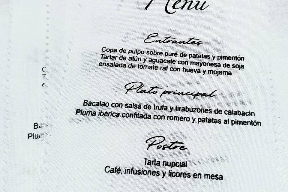 Menú en tela personalizado