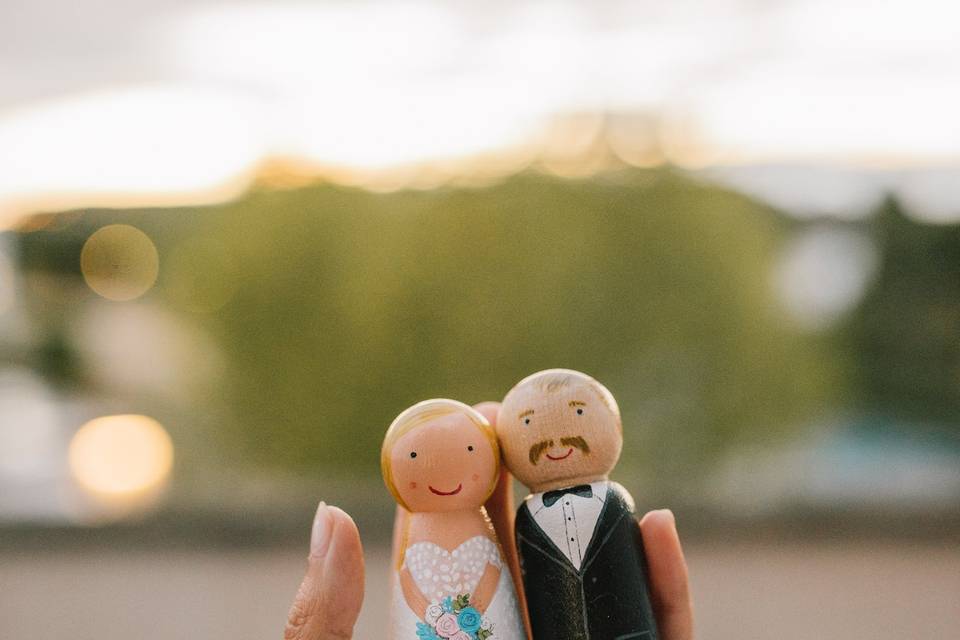 Pareja de novios de tarta