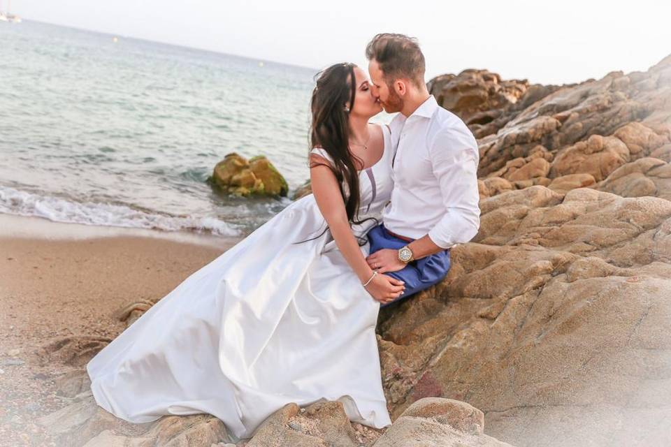 Postboda en el mar