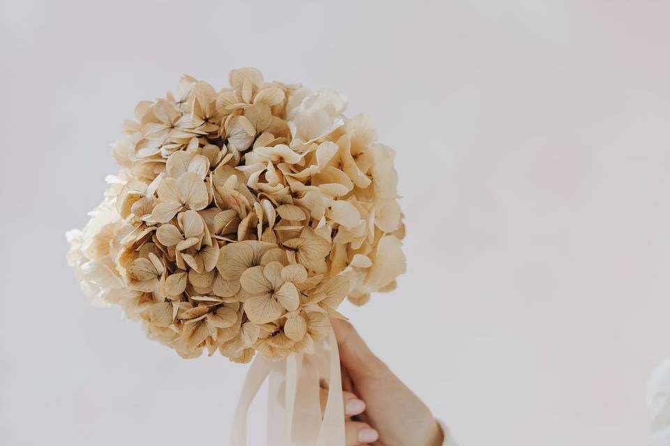 Ramo con hortensias preservada