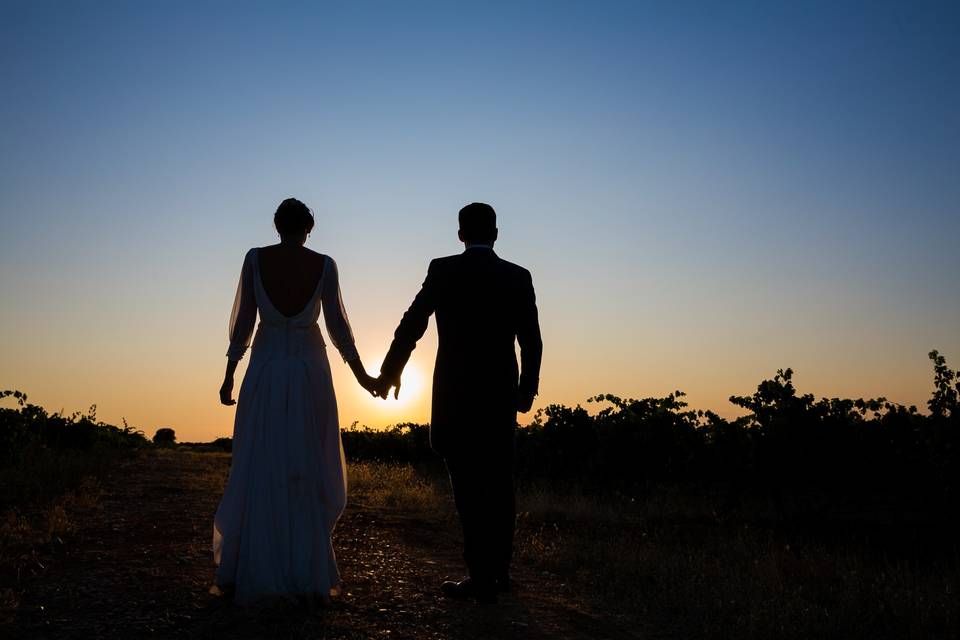 Atardecer y novios