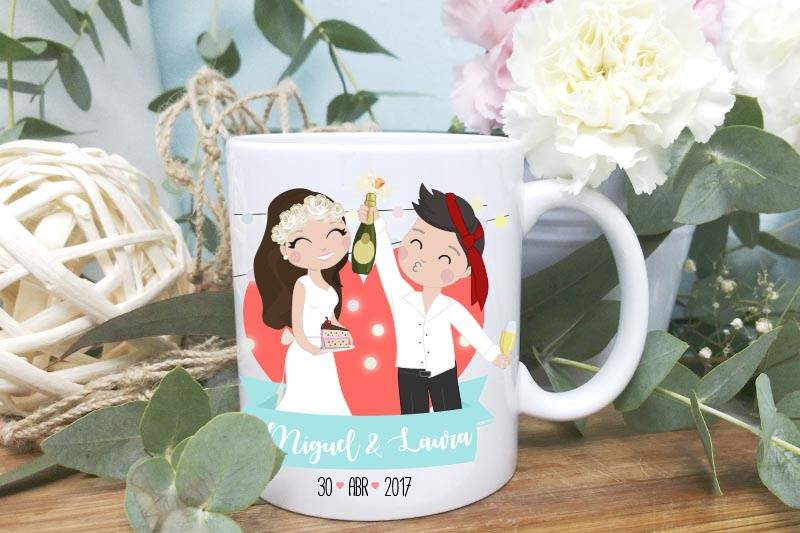 Taza de novios brindis