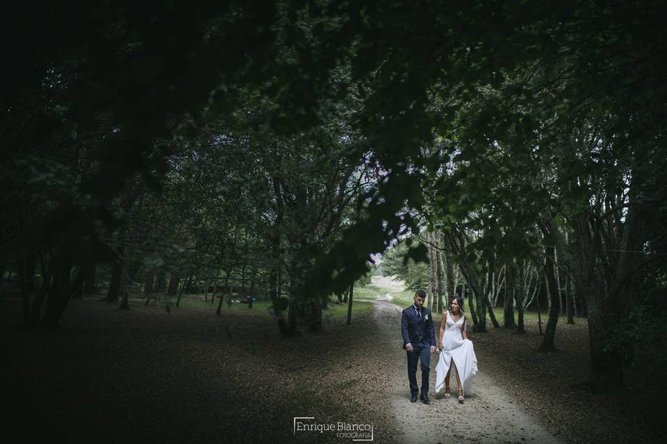 Novios en el bosque