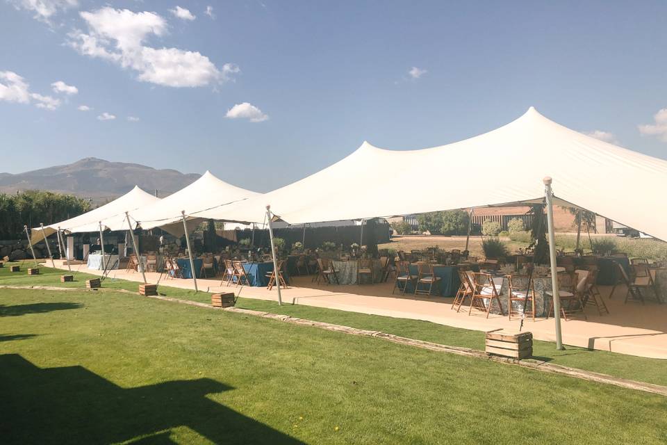 Carpa tensada con tarima