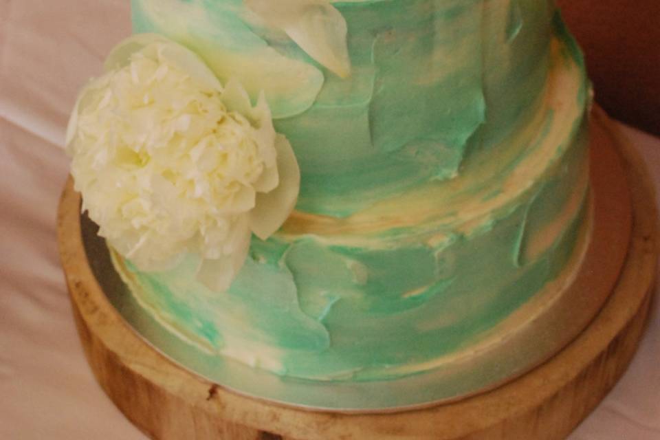 Tarta boda mint con peonias