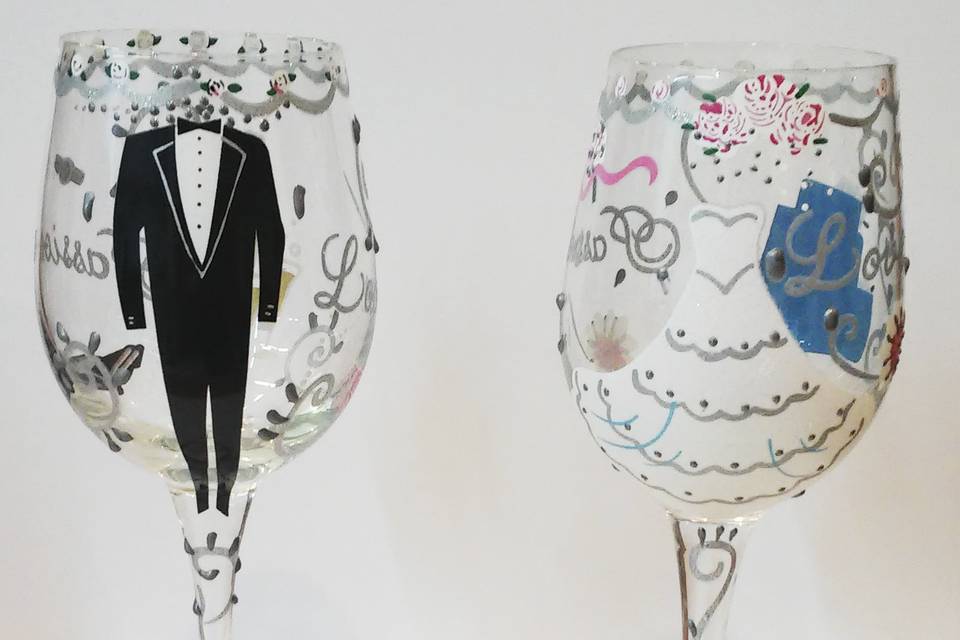 Copas de vino pintadas a mano