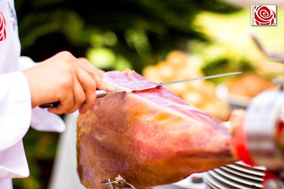 Corte de jamón en evento