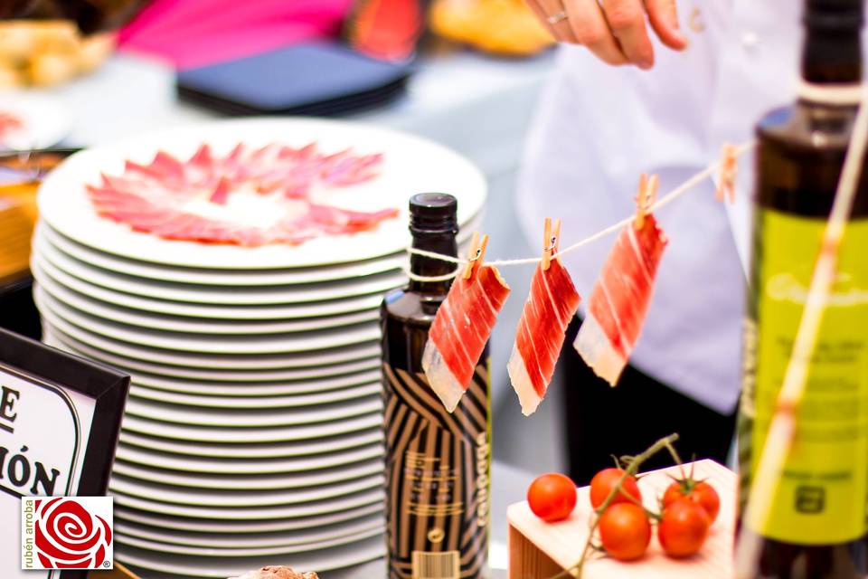 Corte de jamón en evento