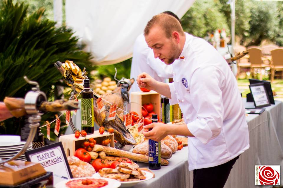 Corte de jamón en evento