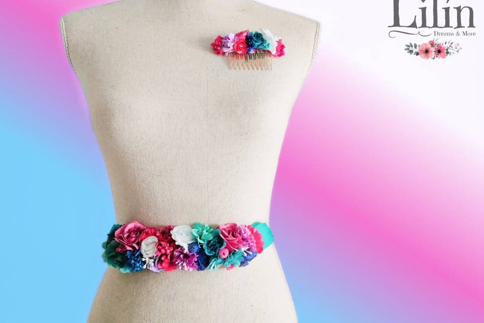 Conjunto cinturón y peineta