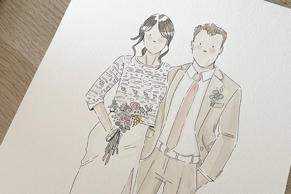 Ilustración de los novios