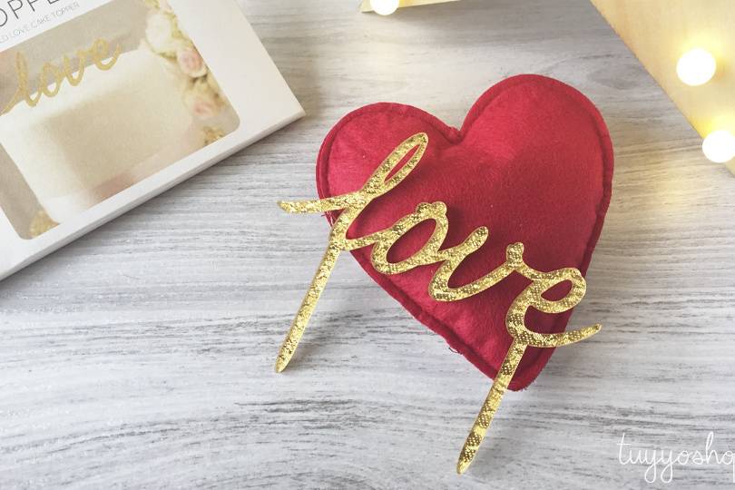 Topper para tarta de love dorado